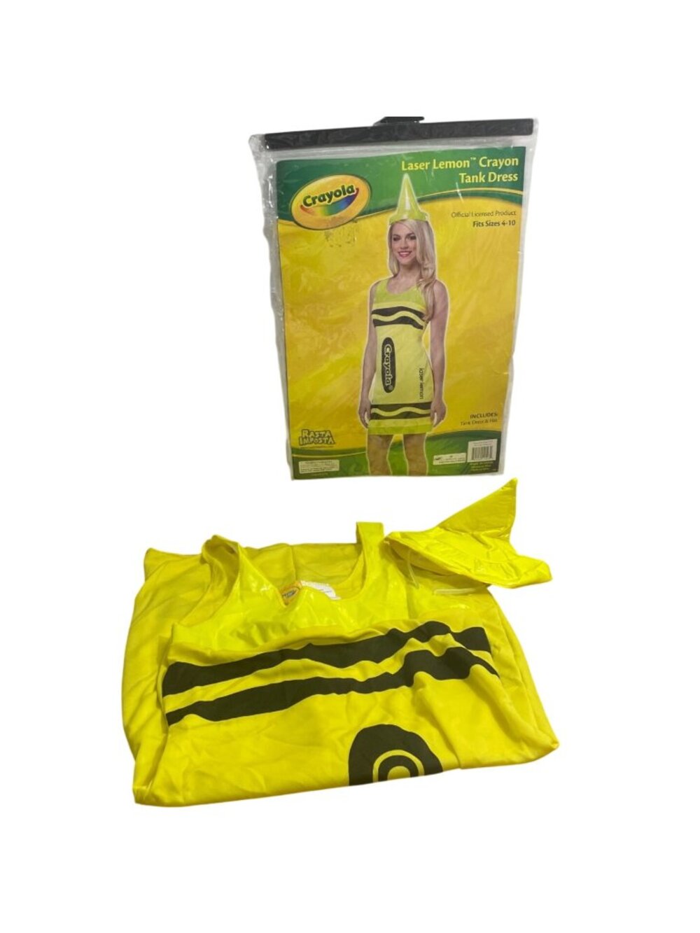 Crayola Halloween Costume Sexy Crayon Tank Dress Ladies Sz 4-10 Laser Lemon Hat - Picture 2 of 12